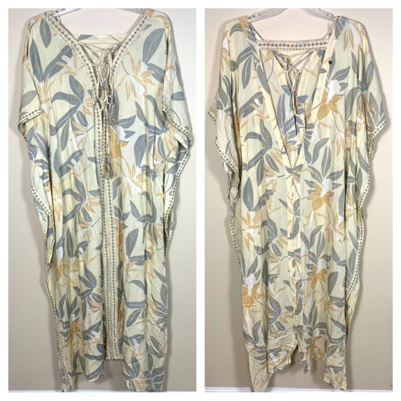 Tropical Leaf Print Tassel Dress